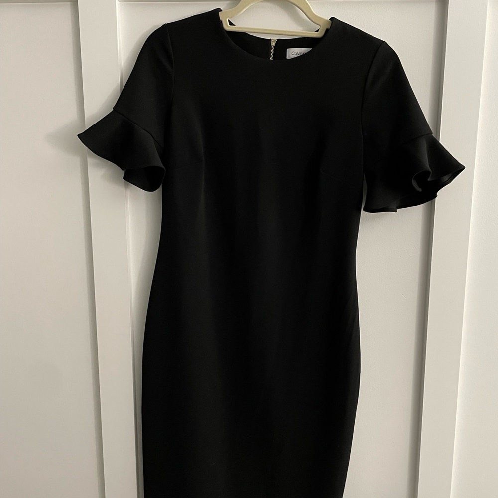 Calvin Klein black dress modest style